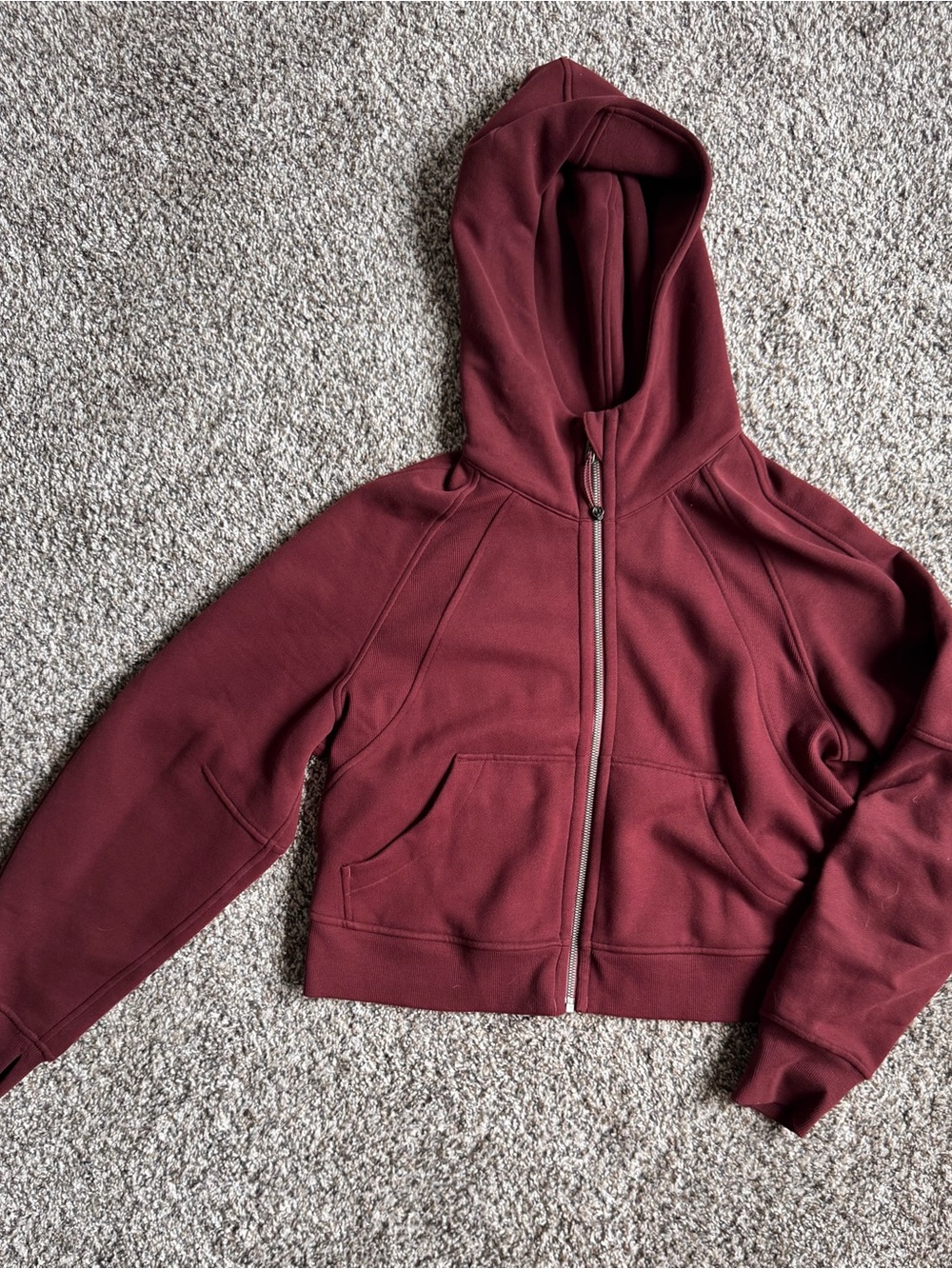 Women's Burgundy Zip-Up Hoodie Jacket - Picture 1 of 1